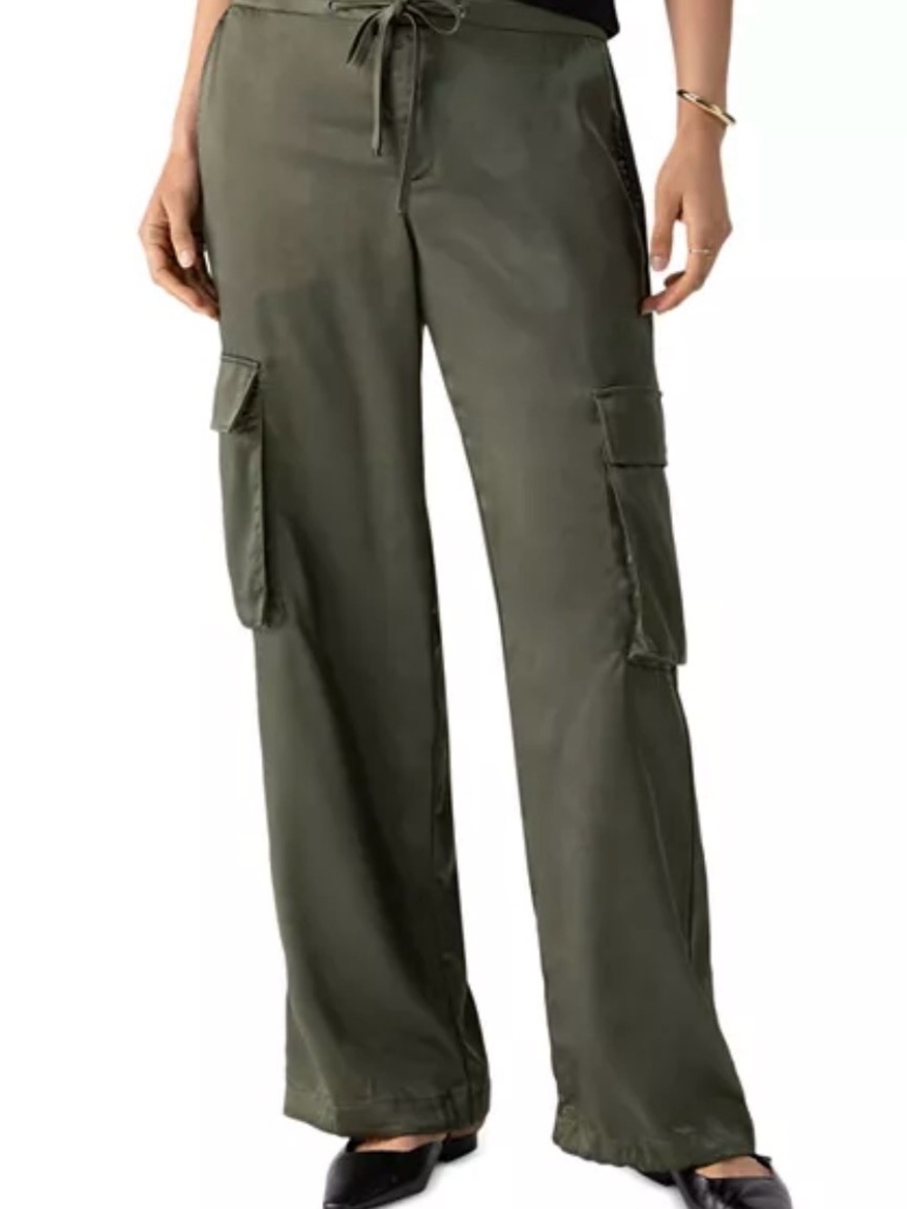 Sanctuary Olive 100% Lyocell Wide-Leg Cargo Pants